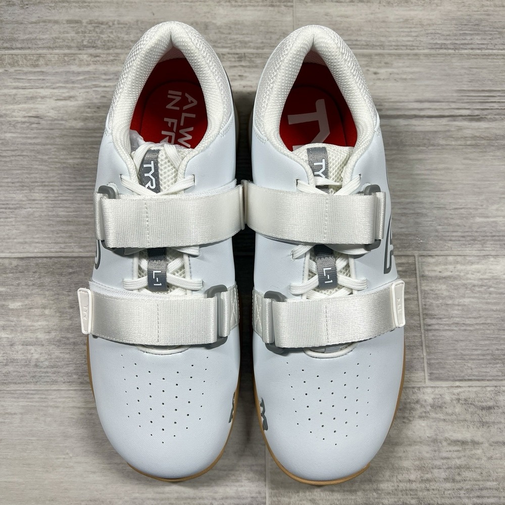 TYR L-1 Lifter Men's 11 Weight Training Powerlifting Gym Shoes White Silver NWOB - Picture 3 of 9
